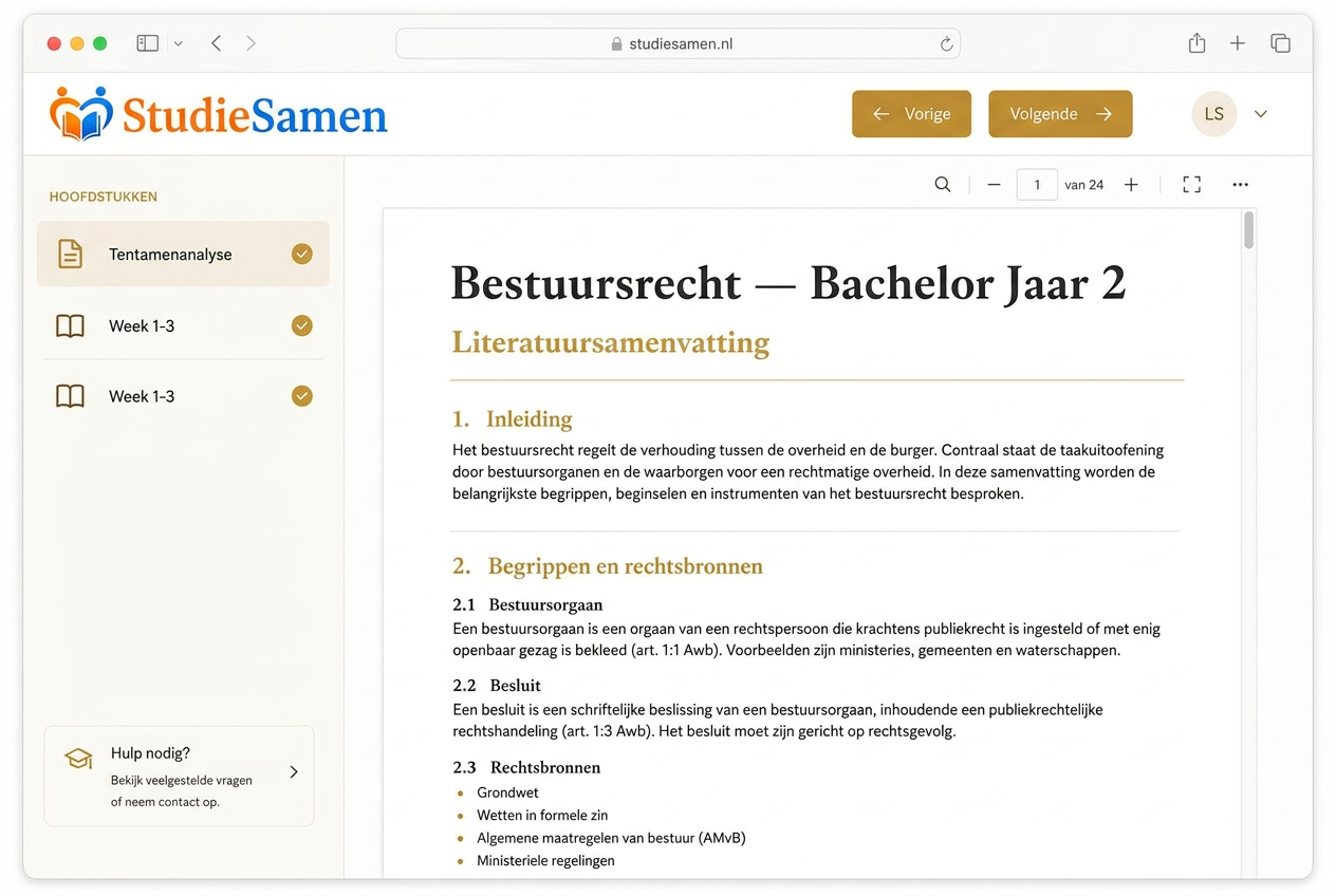 Voorbeeld samenvatting in de StudieSamen lezer